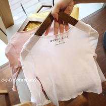 Soft waxy light ~ sunscreen clothes breathable air conditioning cardigan Korean baby childrens clothing female baby summer cotton