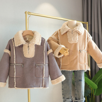 Childrens autumn and winter lamb wool jacket thickened plus velvet vests for boys and women foreign sweats baby warm coat tide