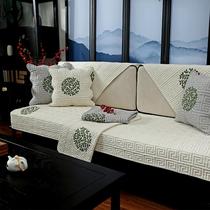 Pure cotton sofa cushion four seasons universal non-slip fabric cushion New Chinese living room mahogany solid wood sofa cover customized