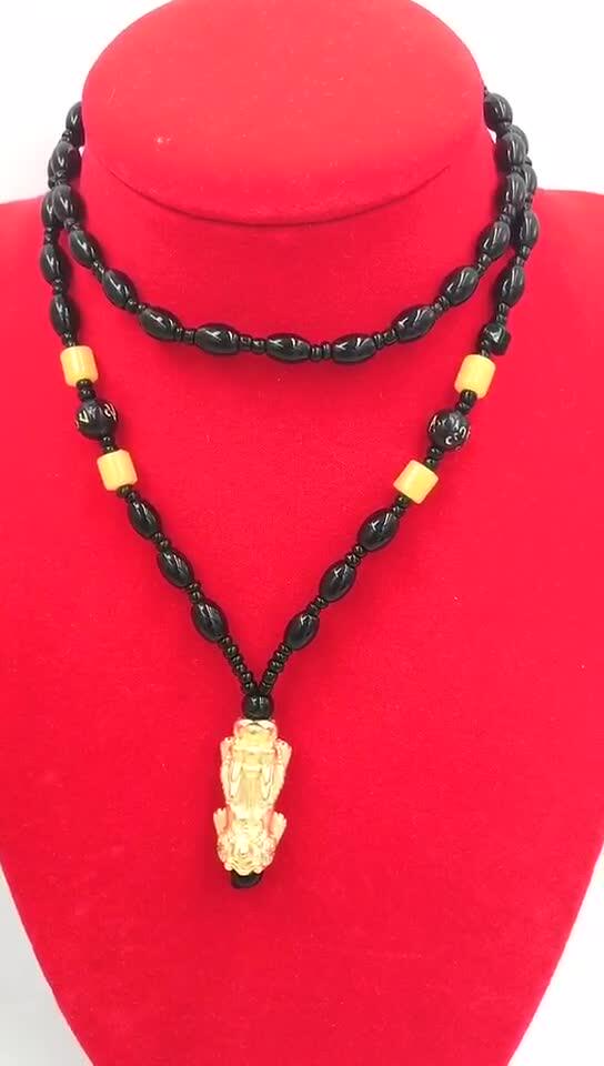 六字真言越南沙金貔貅项链仿金吊坠 快手热卖本命年铜镀金貔貅吊