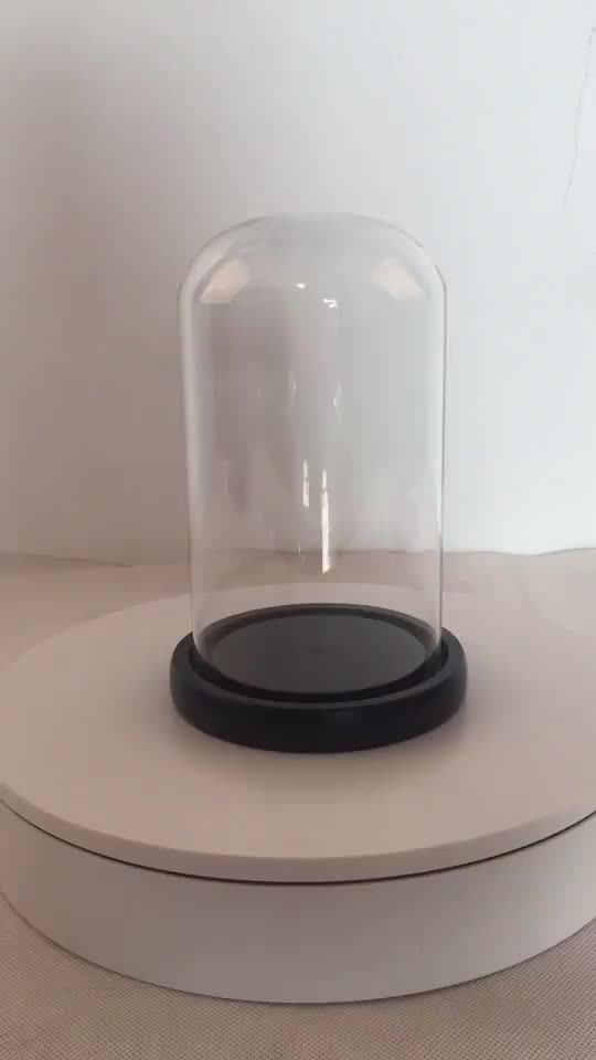12*15cm clear glass dome with wood stand