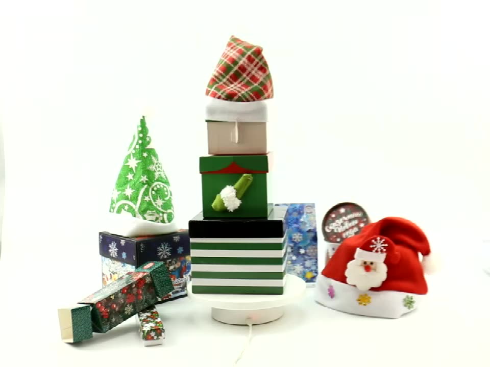 christmas xmas cardboard candy lid gift box set with santa claus