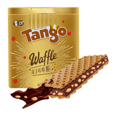 印尼tango咔咔脆巧克力脆香米金罐饼干