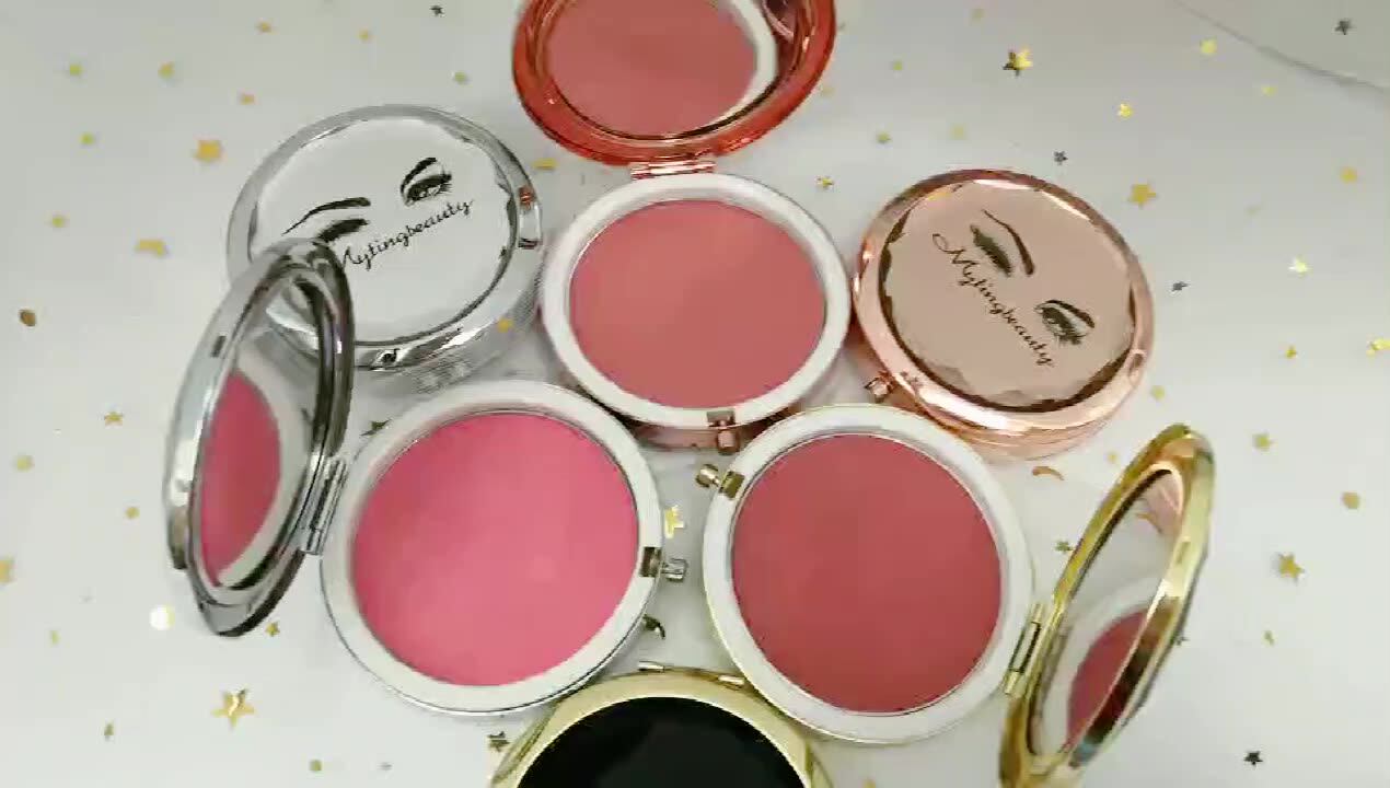 彩妆批发单腮红天然浅色胭脂修护红腮红圆形磨砂腮红