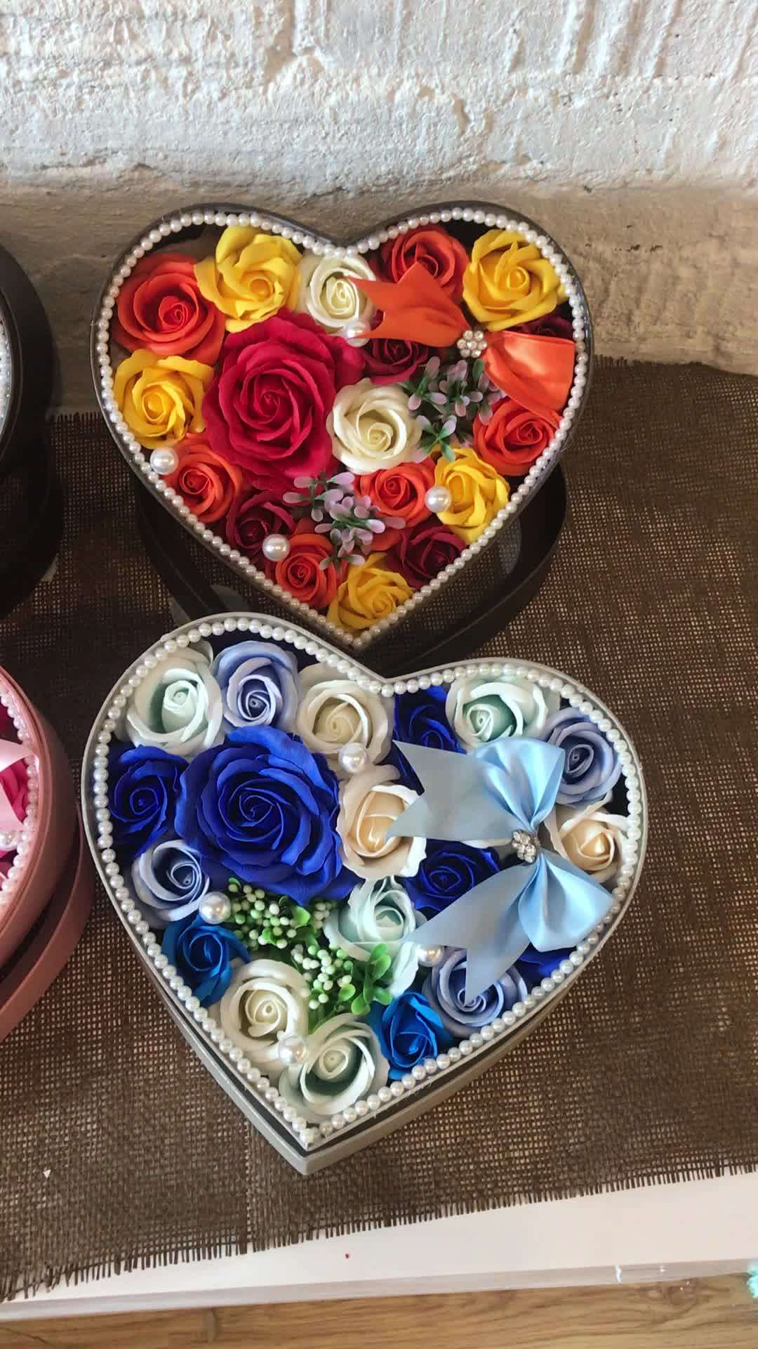 flower gift rose soap flower with heart shaped gift box