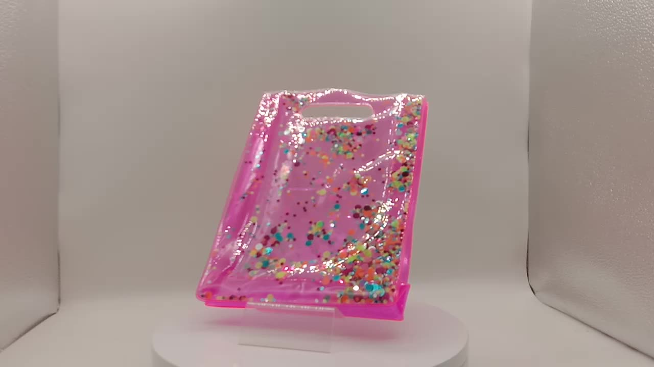 fashionable sequins and glitter pvc packing bag shipping handle
