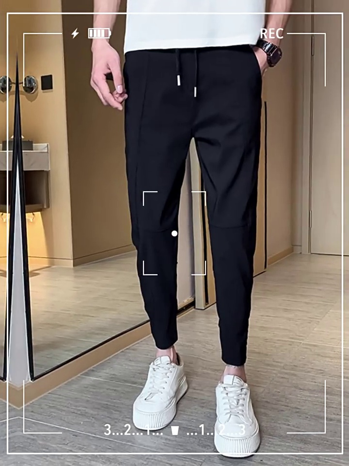 男生春秋季穿搭必备韩版修身九分裤显瘦神器