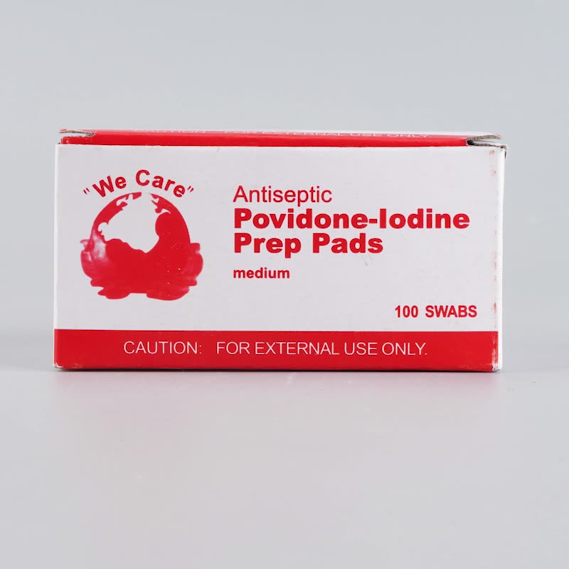 定制碘伏片不含酒精消毒湿巾碘伏棉片英文来样来图加工加印logo