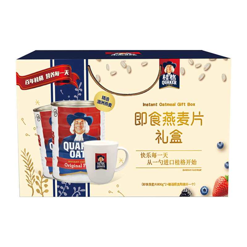 桂格即食燕麦片礼盒装800g*2桶(热品库)
