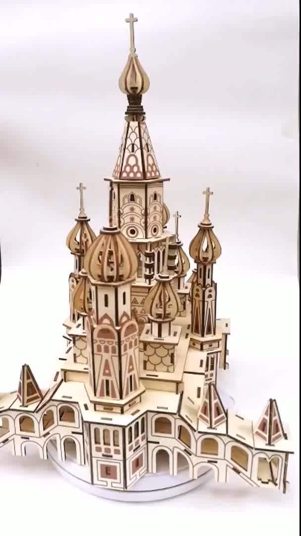 热销 圣彼得堡儿童益智木制拼装diy仿真模型成人3d立体大拼图玩具