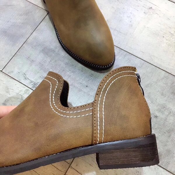 【新品】韩版简约百搭小皮鞋1716#木跟底