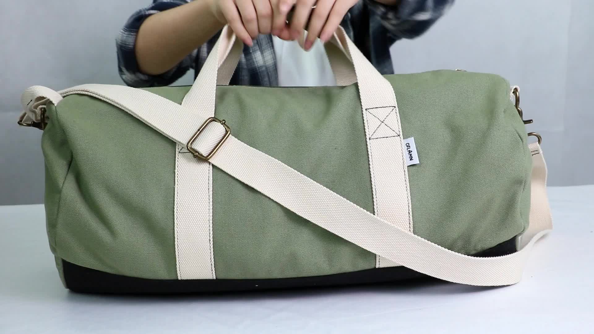 防盗定制棉帆布行李袋色调服装旅行包