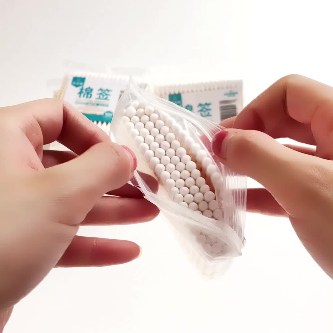 100支双头木棒棉签 柔软一次性脱脂棉花棒伤口清消毒棉签化妆棉棒