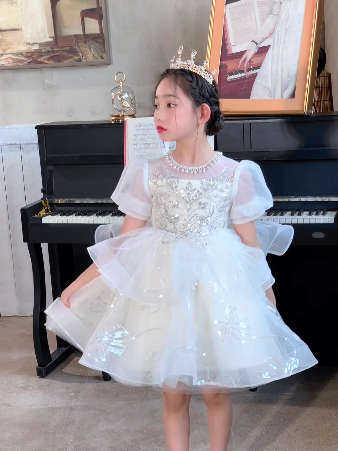 儿童礼服小女孩生日派对公主裙小主持人钢琴比赛演出服儿童连衣裙