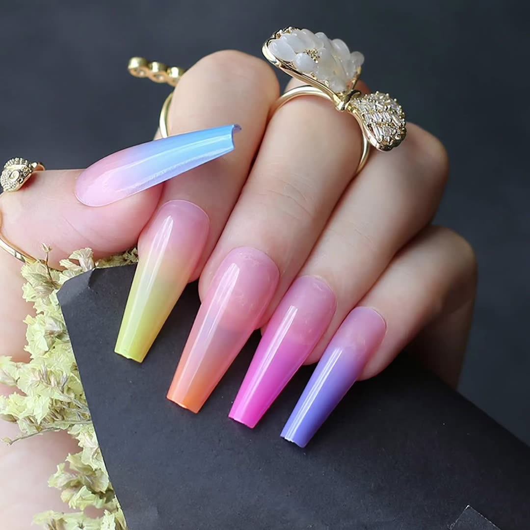 wholesale colorful newest false nails coffin long artificial