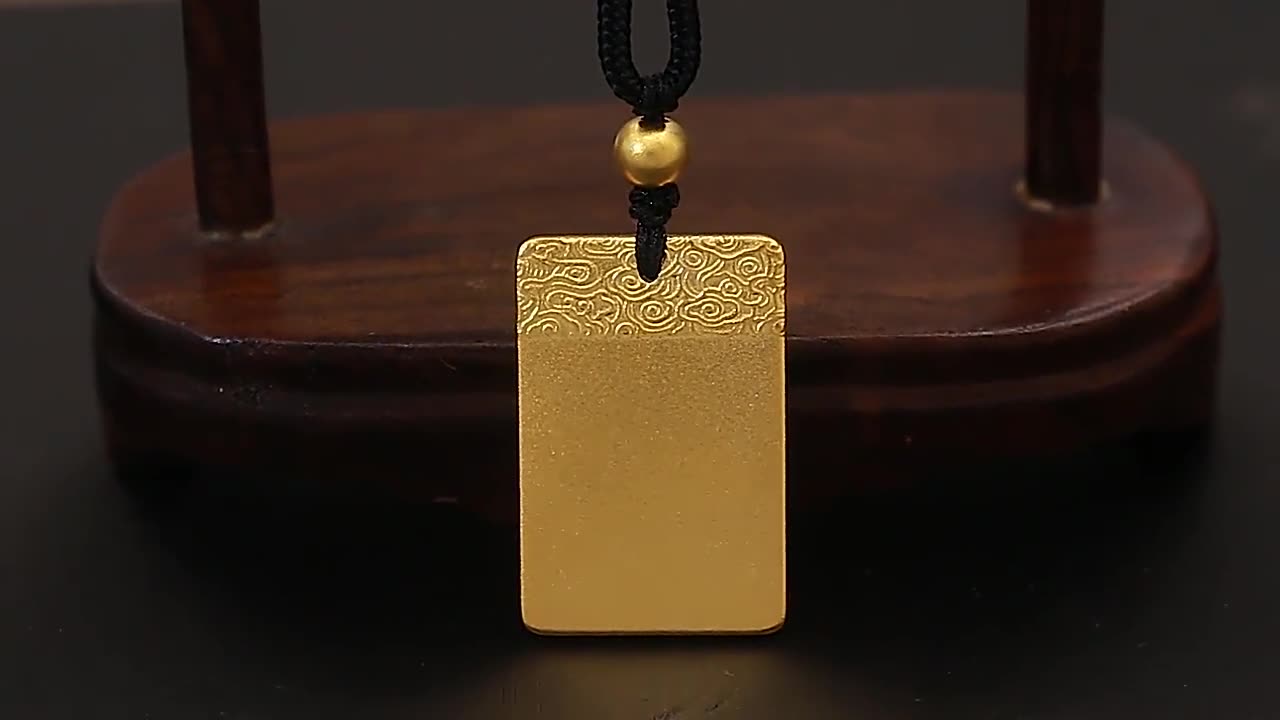 足金999平安无事牌古法黄金吊坠纯金男女款吊牌深圳水贝黄金批发