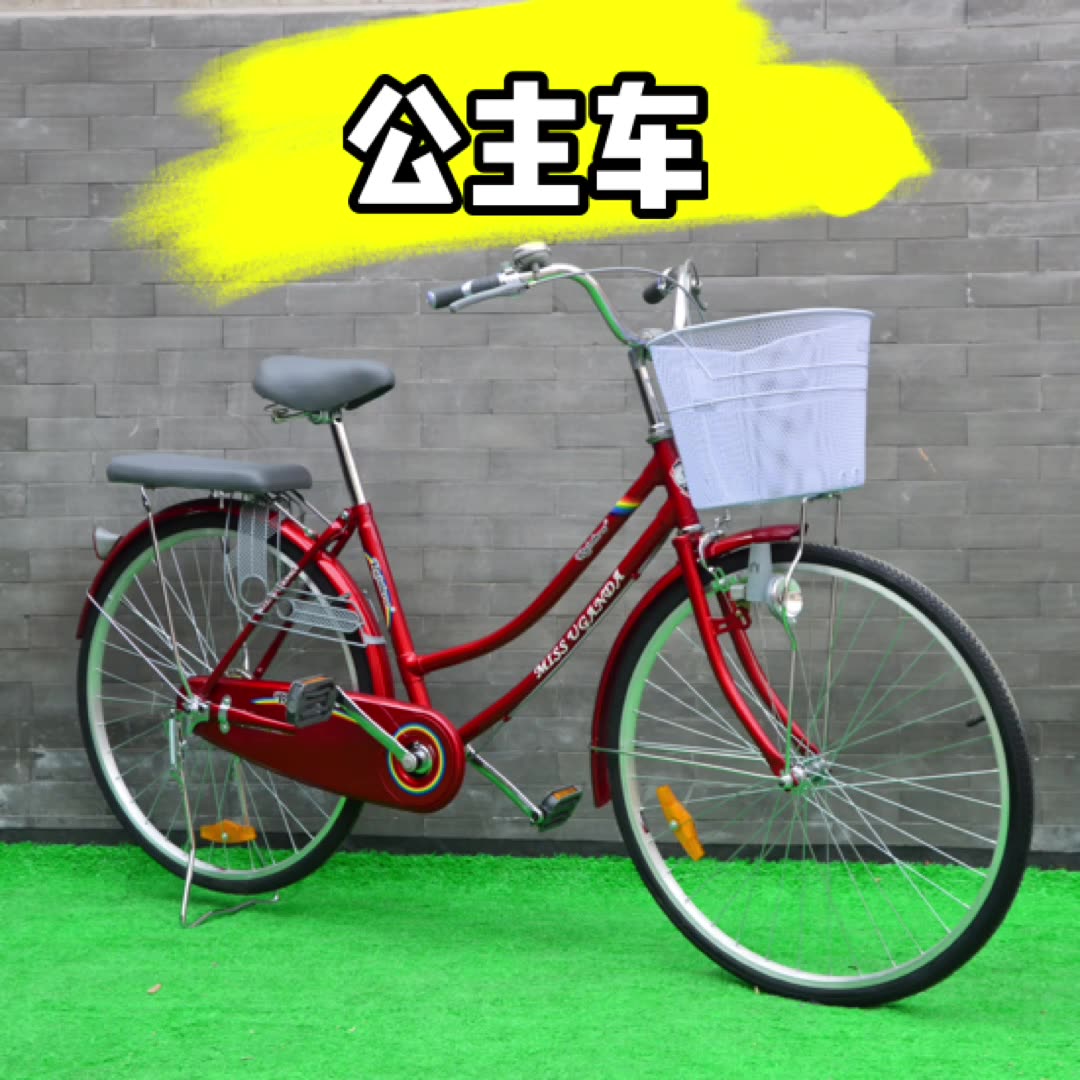 26寸公主自行车bicycle磨电灯后衣架外贸订单跨境电商工厂供应