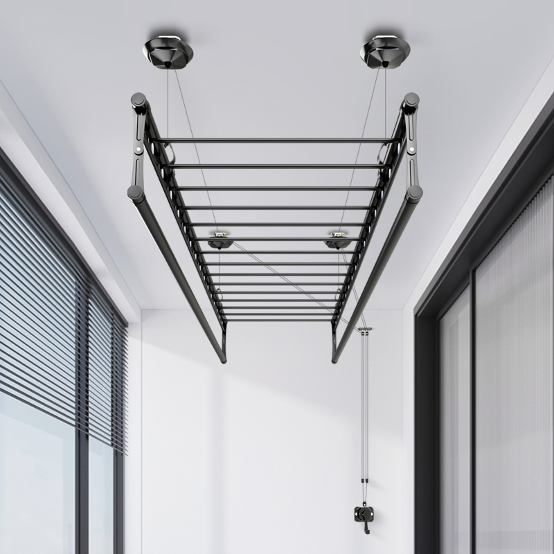 images 4:Lifting clotheshorse Balcony Hand-dryer Clotheshorse-dryer Double-lever Home Automatic top-fit Manual Drying Hanger Cool Clothes images 4:Lifting clotheshorse Balcony Hand-dryer Clotheshorse-dryer Double-lever Home Automatic top-fit Manual Drying Hanger Cool Clothes
