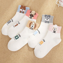 Socks female stockings Japanese spring and summer Korean cartoon dog cute Academy style breathable sweat absorption sports cotton socks