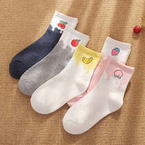 Socks womens socks spring and summer sweet fruit patterns Japanese Academy style cute Korean version of breathable sports cotton socks