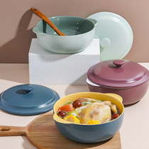 MAR March|Ceramic Soup Bowl Household Large Noodle Bowl Simple Two-Ear Big Bowl Creative Soup Dish Dish Japanese Deep Dish