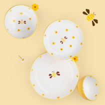 ezicok hand-painted tableware Cute ceramic rice bowl salad bowl home creative plate breakfast plate Pasta Bowl Bowl
