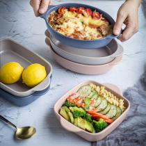 Baking bowl Binaural ceramic baking bowl Cheese baking plate Household dish plate Oven special baking bowl Microwave oven baking plate