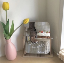 Korean ins Simple Wooden Makeup Mirror Portable Desktop Adjustable Mirror Pen