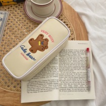 jelly bubble girl cute bear large capacity pencil case embroidery portable travel zipper storage bag