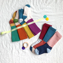 Autumn and winter New Men and women combed cotton color drawing strip stacking socks baby stockings