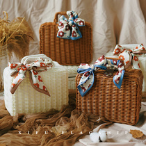 Birthday gift box empty box gift box candy wrapping large gift box Mori series of creative hand-held rattan basket