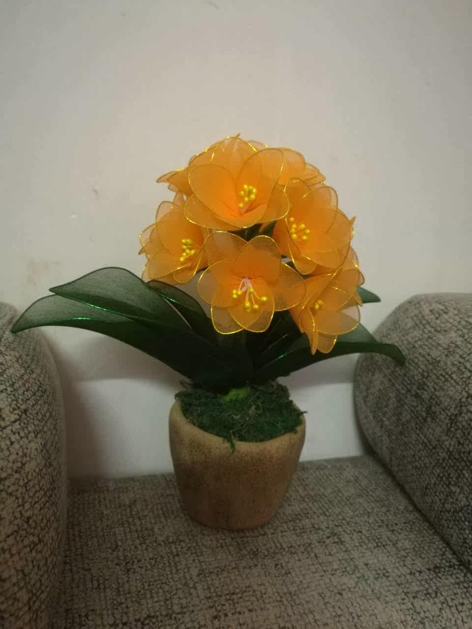 丝网花材料 diy手工丝袜花材料包 君子兰套餐包邮