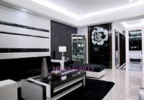 Tempered paint craft TV restaurant background wall desktop art glass invisible door rich classic black and white rose