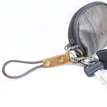 Head-layer cow leather hanging rope with carry-on key ring rope waterproof wax oil rope woman bag hanging chain chest rope obliquely cross-hanging buckle