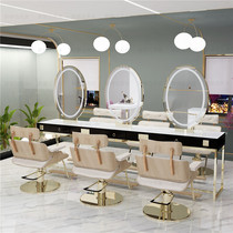 Barber shop mirror table Net red hair double-sided four-sided mirror table Hair salon special hair salon mirror tide shop dyeing and ironing mirror table