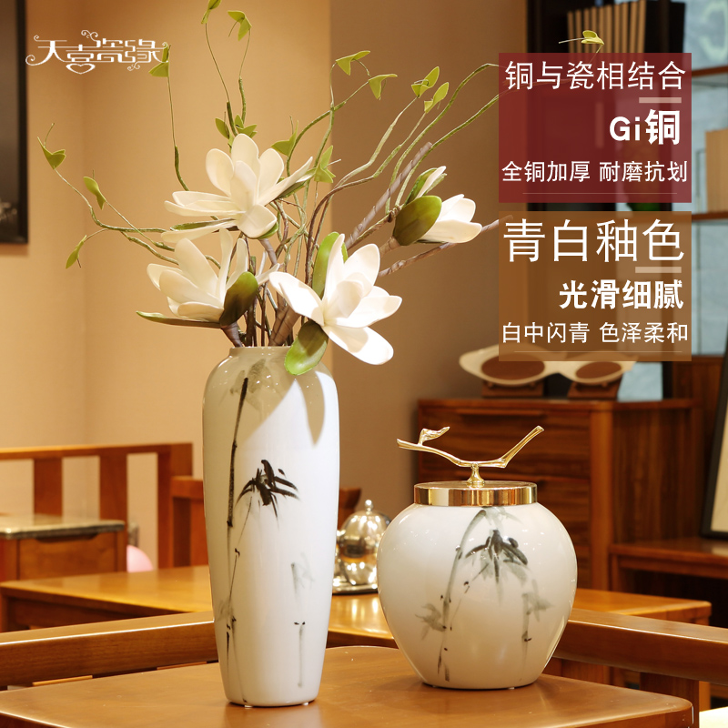 Jingdezhen ceramic vases, flower arranging is furnishing articles of modern light key-2 luxury sitting room porch ark of new Chinese style household ornaments