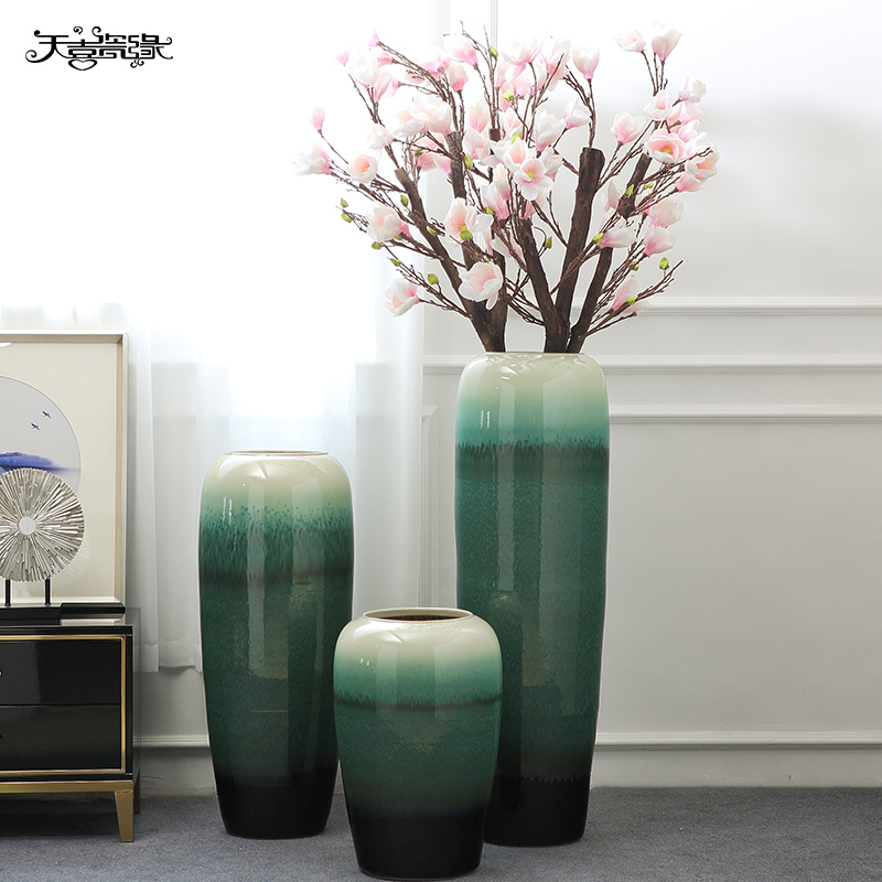 Jingdezhen landing big vase furnishing articles of new Chinese style living room light flower arranging ceramics key-2 luxury villa hotel soft decoration