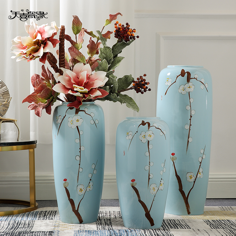 Jingdezhen ceramic Chinese landing big simulation flower vase large sitting room sets flower arranging hotel decoration furnishing articles