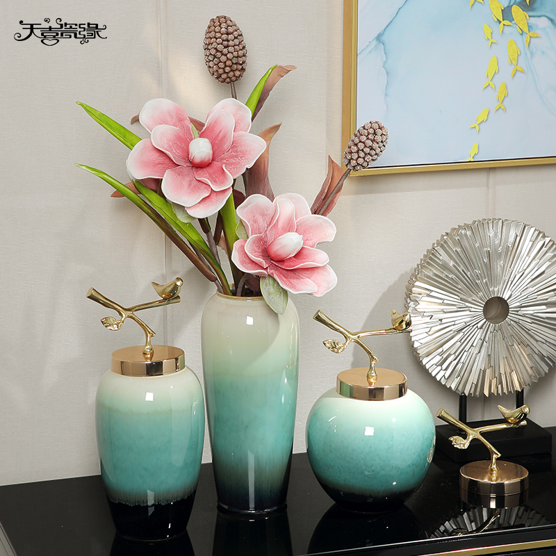 Jingdezhen European ceramic vases, flower arranging guest - the greeting pine household act the role ofing is tasted furnishing articles of new Chinese style living room the mock up room decoration