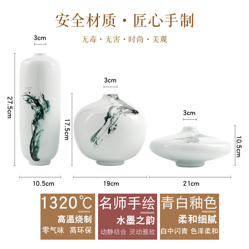 New Chinese style sitting room TV cabinet study zen ceramic vase flower arranging furnishing articles household act the role ofing is tasted version into gifts