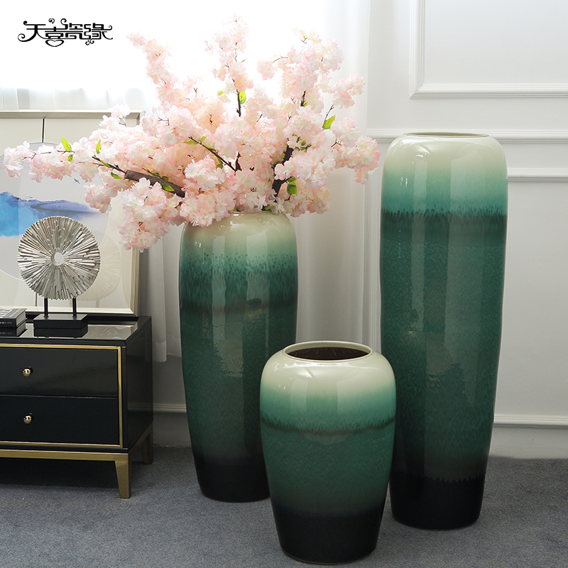 Jingdezhen vase furnishing articles flower arranging large sitting room ground ceramic flower implement European - style villa hotel soft decoration