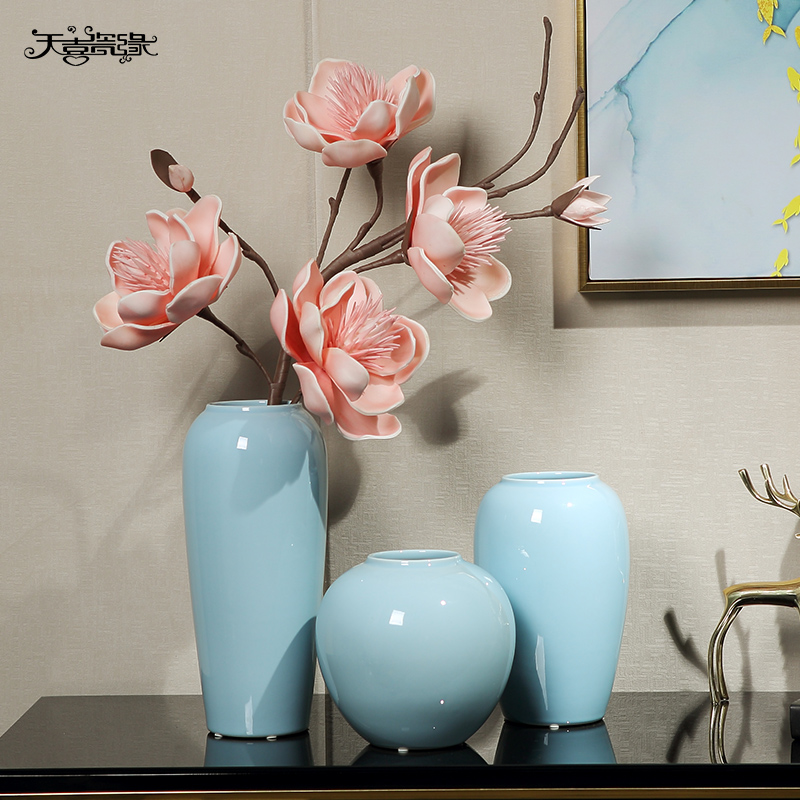 Jingdezhen ceramic contracted Chinese vase dried flowers flower arrangement porcelain furnishing articles of I sitting room porch ark adornment