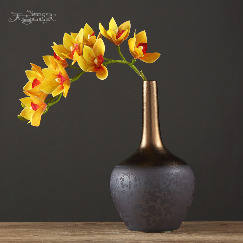 The New Chinese zen rich ancient frame ceramic vase furnishing articles flower arranging the sitting room porch office household soft adornment