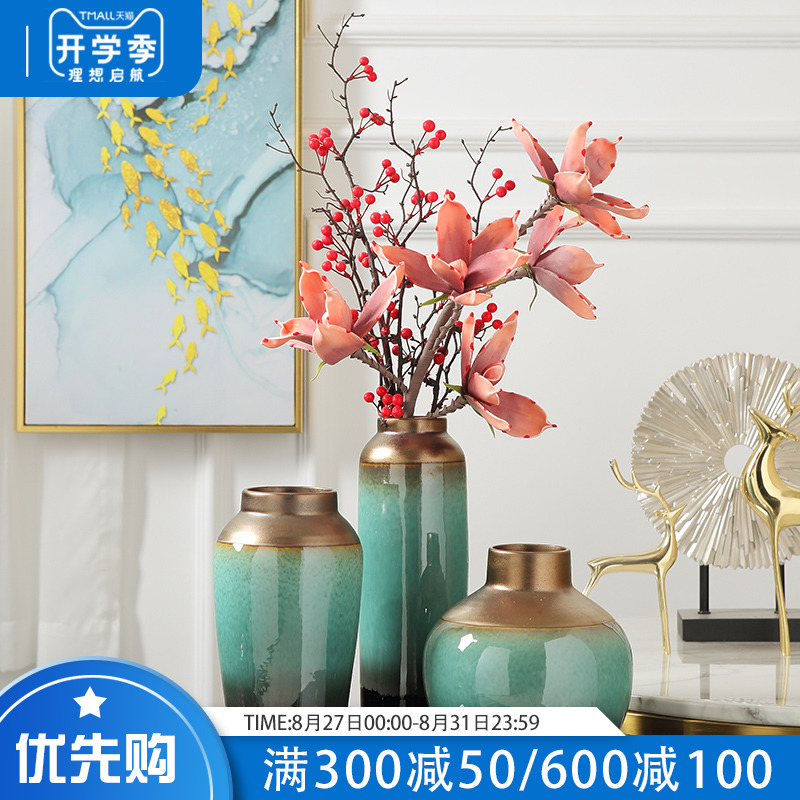 Jingdezhen modern light dry flower vase key-2 luxury furnishing articles, the sitting room porch TV cabinet table wine home decoration