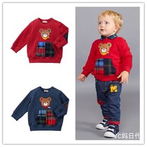 5 fold mikihouse autumn and winter bear head knitted plus velvet sweater daily MH13-5609-457