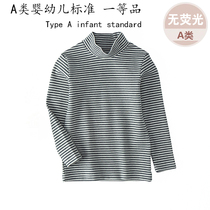 Childrens clothing boys and girls long sleeve T-shirt Children Baby shirt stripes cotton warm autumn clothes half high collar base shirt