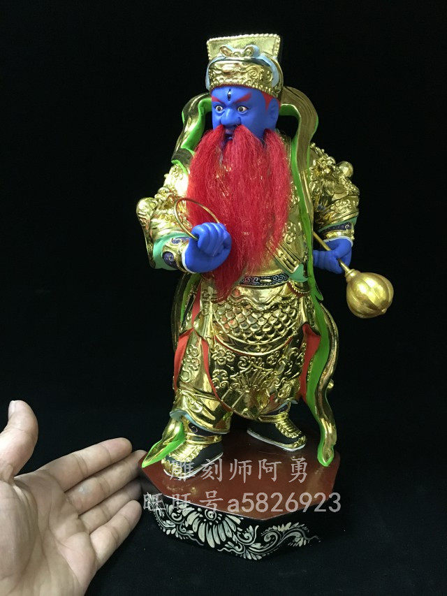 需定制找阿勇!台湾体精品做工 温元帅樟木神像 三代木雕