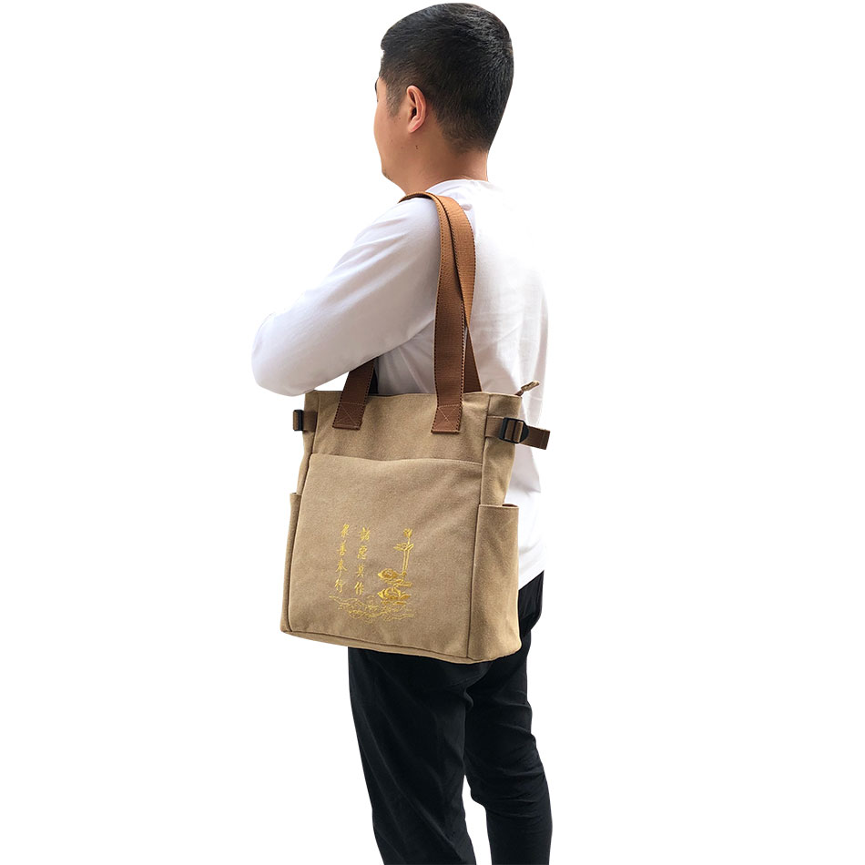 佛具用品居士斜挎背包朝山袋僧包香袋罗汉袋帆布手提单肩禅修包