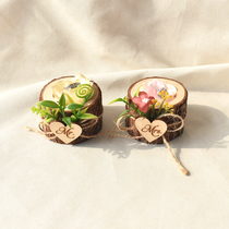 Mori custom wooden ring box European Groom Bride wedding engraved letter wooden ring box ins opposite ring box