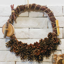 Creative handmade eternal life dried flower pendulum photography wedding props rattan Christmas wall hanging wreath